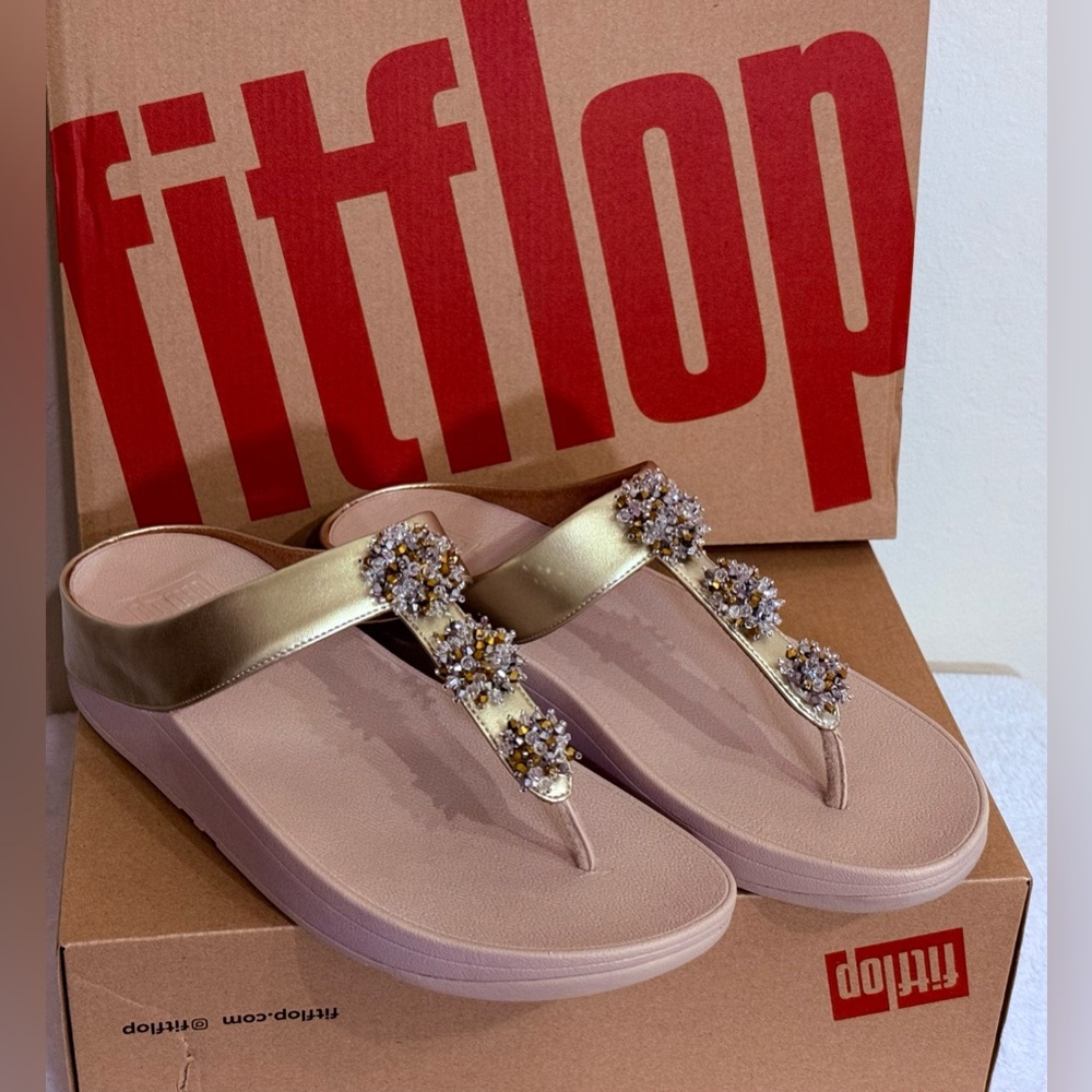 FitFlop Galaxy Toe Thongs - Platino - Women's Sandals - NWT